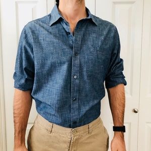 Blue Chambray Soft Wash Slim Fit Button Down L